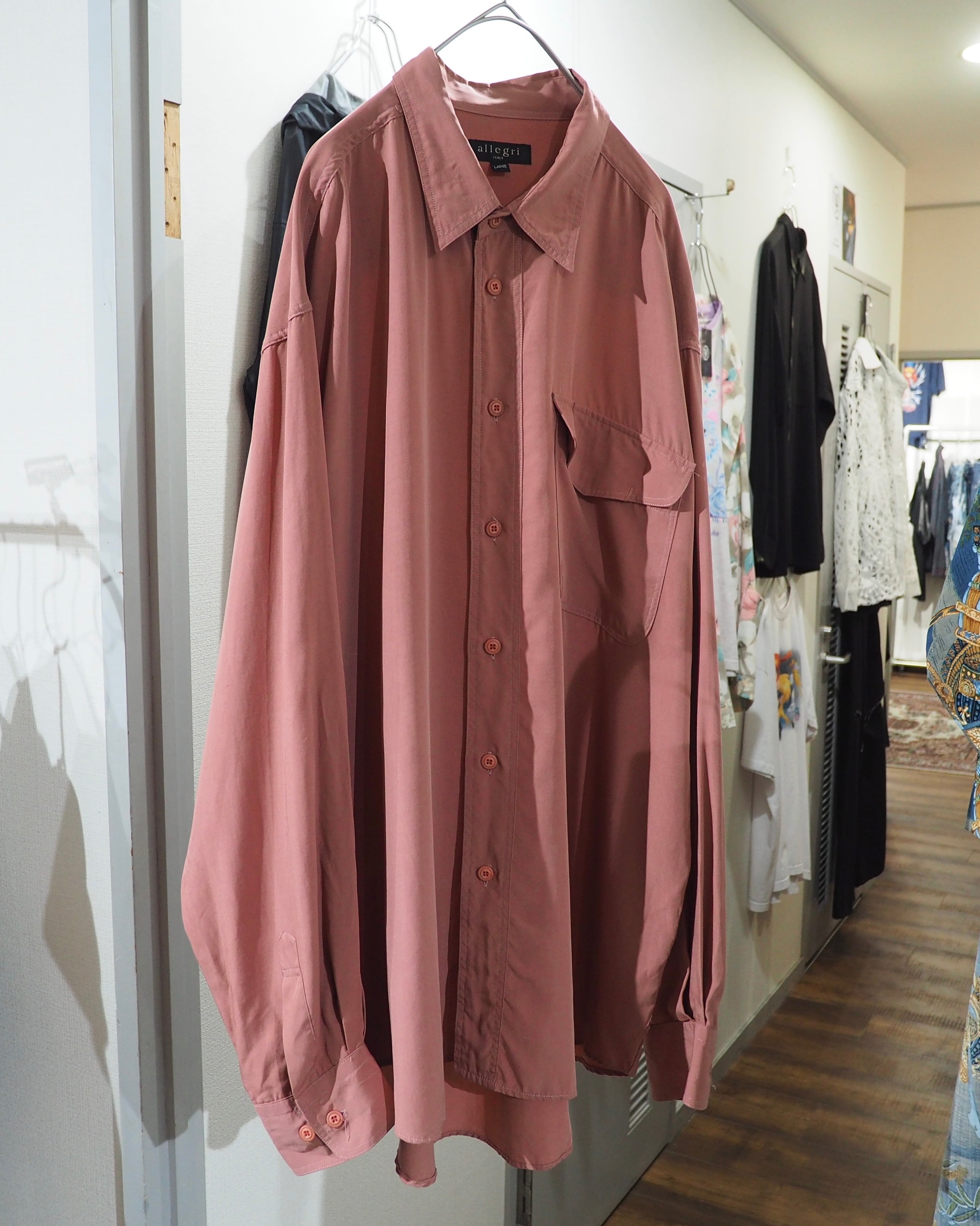 1990s " Allegri ‐ 鈍煤 " Beautiful Dusty Pink Color vintage Drape loose shirt