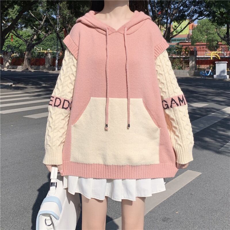 フードセーター オータムウィンタースタンダードスタイルニットジャケット レトロ 秋物 冬物 萌量不足53562371991