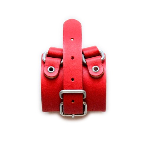 rotten leather wristband red