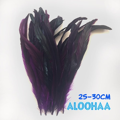 ロングフェザー 【紫】#30-002PL25-CT  25~30cm タヒチアン 衣装 材料 ルースターテール 染め 羽根    