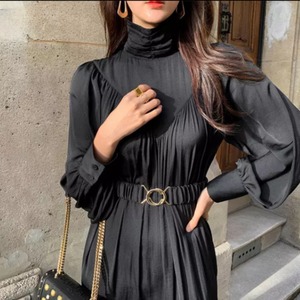 長袖aラインヴィンテージタートルネックドレス2904056