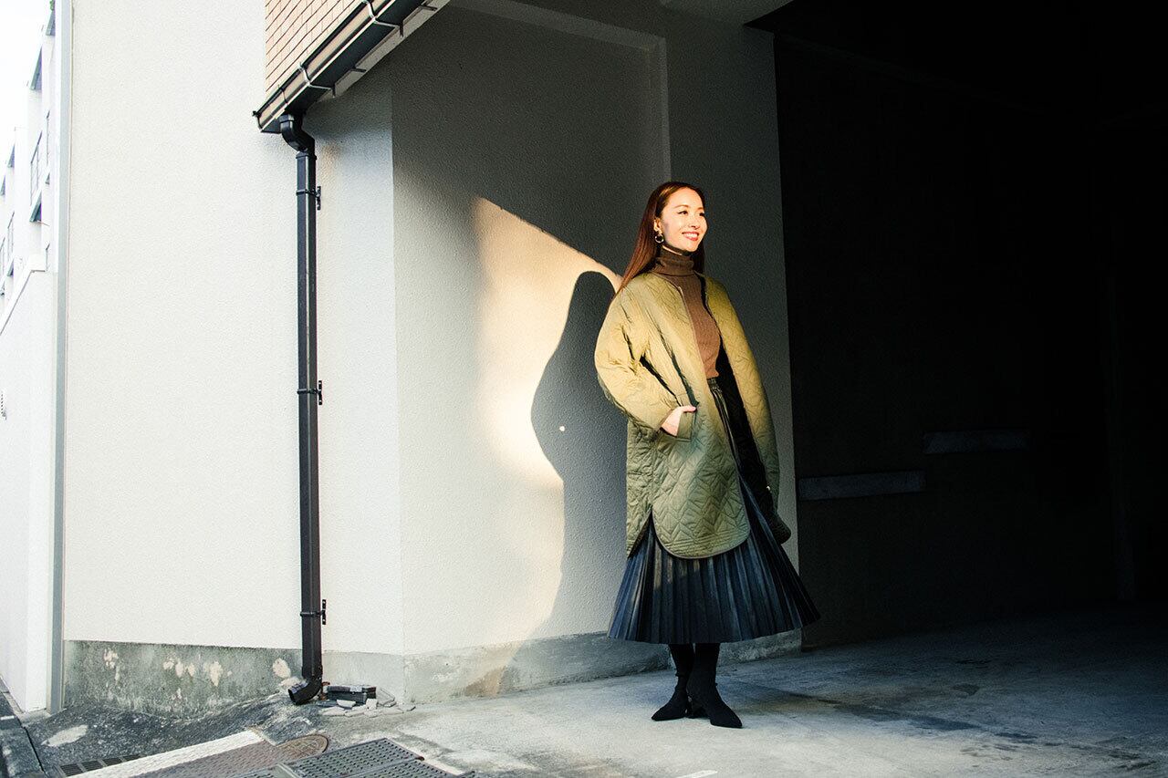 ロング丈キルティングコート