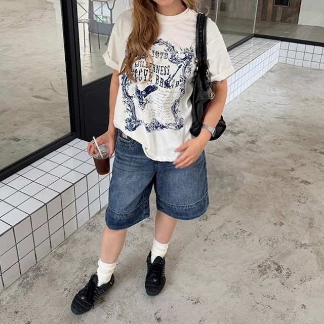 オーナメントフレームグラフィックTシャツ 2col R02450