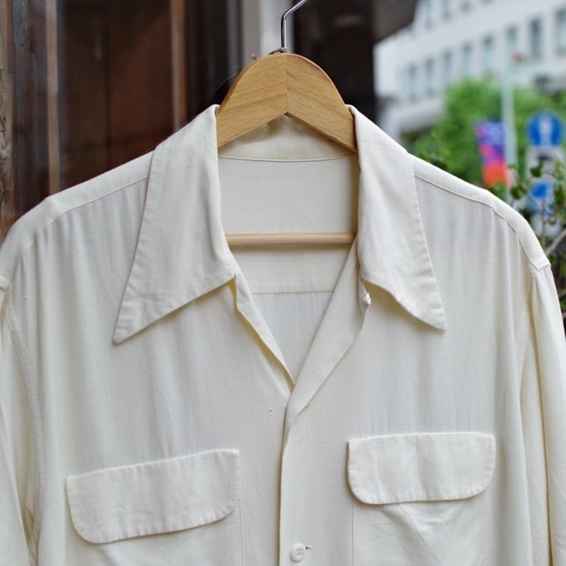 1940s Vintage Rayon Shirt / 40年代 オフホワイト レーヨン