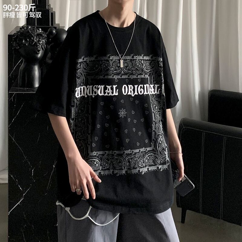 Flowerデザイン ショートTシャツ ルーズサマー ストリート 大きめサイズ 夏物 フラワーデザイン ヒップホッププラスサイズ95691503523