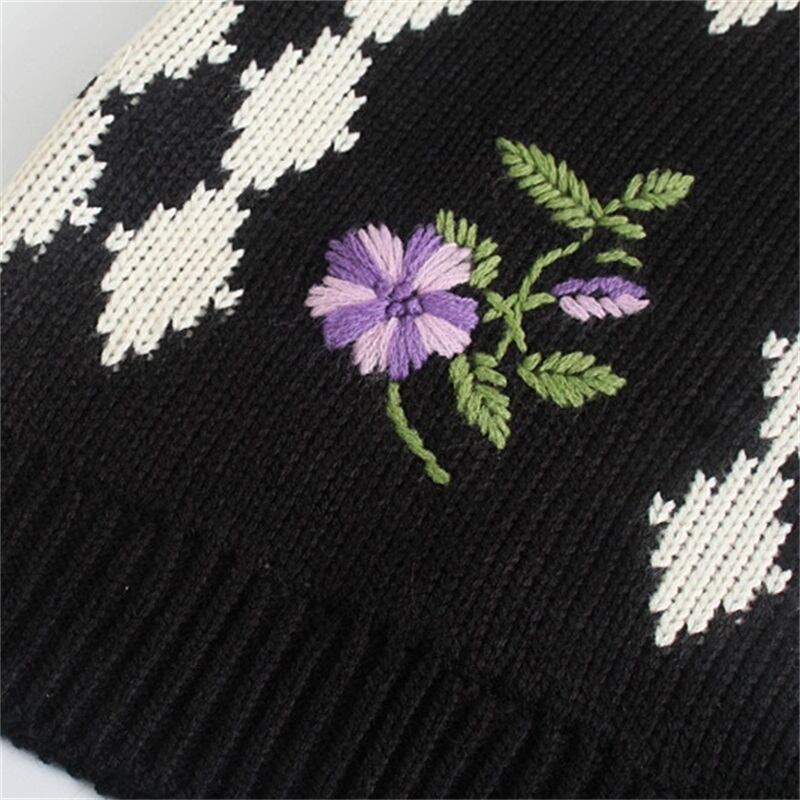 送料無料 ZXQJ2022女性花刺繍ジャカード特大ニットセーター