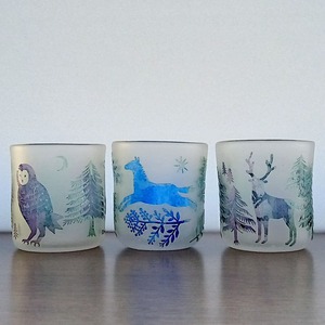 ぐい呑み〈フクロウと北の森〉〈ウマと森〉〈シカと北の森〉 後藤あんな