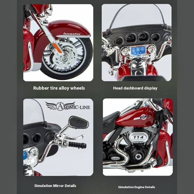 ハーレーダビッドソン CVO トライグライド 1/9 ミニカー 全3色 ライト点灯 合金モデル 模型 ジオラマ　