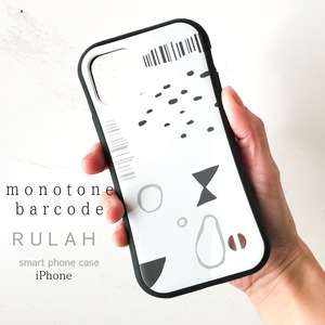 iPhone12対応 RULAH モノトーンバーコード グリップ型スマホケース
