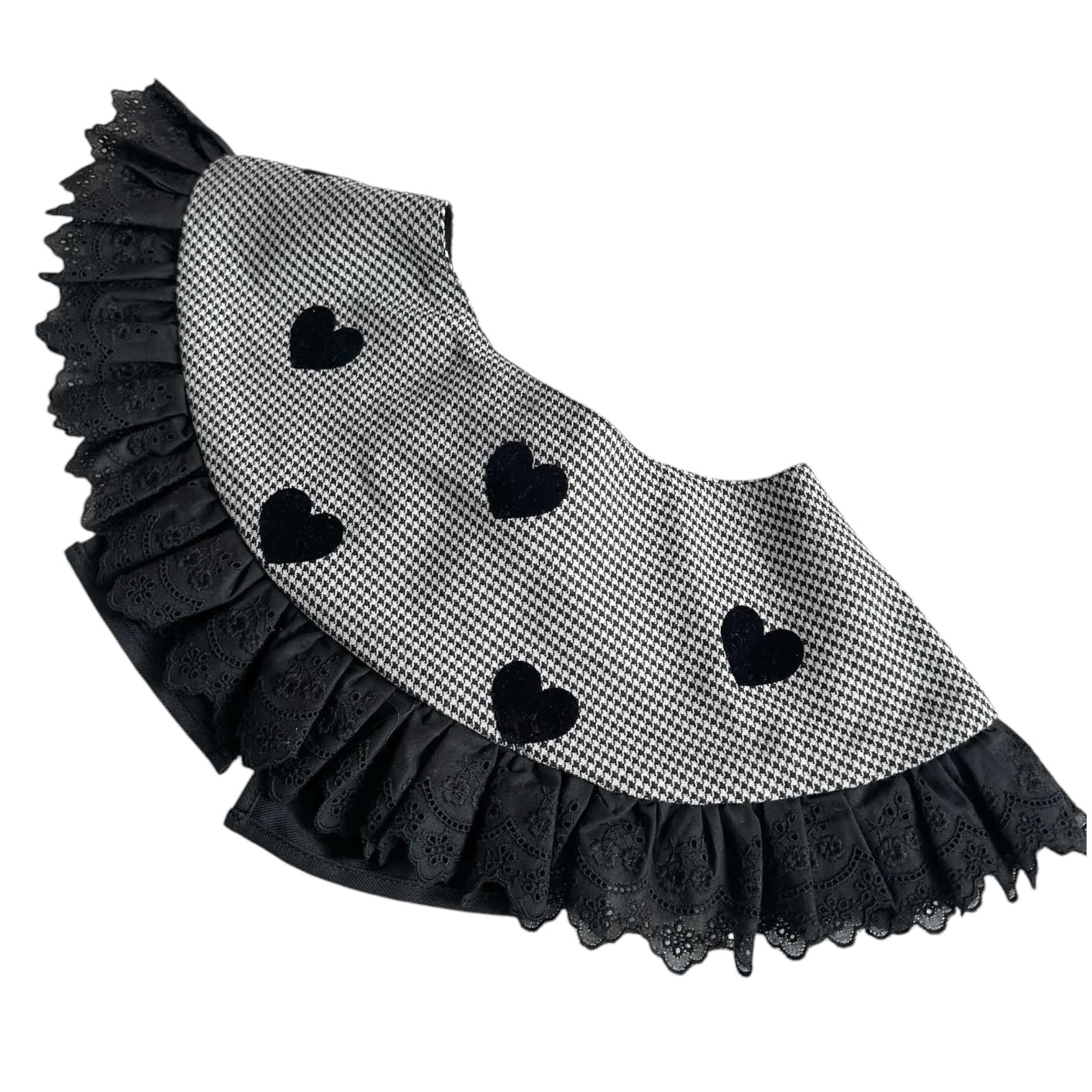 ハートチェックつけ襟　BLACK 001