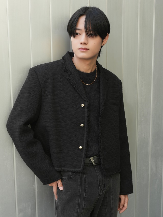 【ALUDE SELECT】three button short tweed jacket (2color)