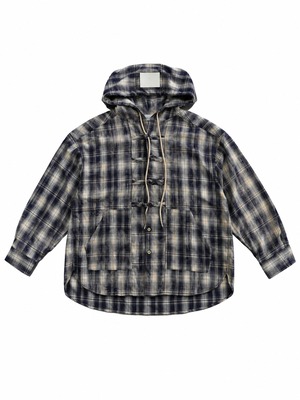 Nora Lily / ノラリリー Fade Check China Shirt Hoodie/ ベージュ