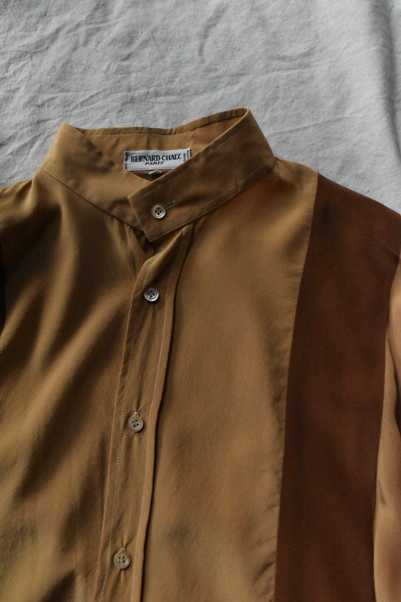 French made band collar shirt