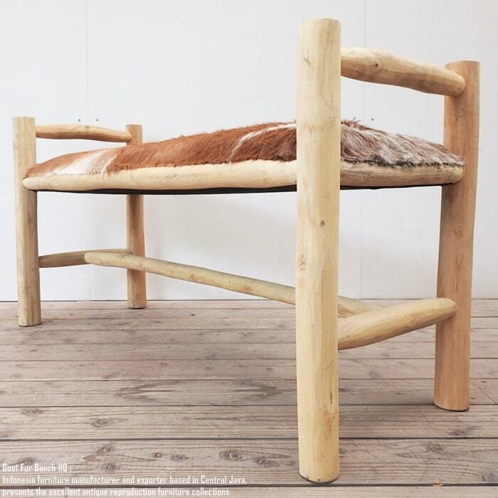 山羊毛皮 ベンチ 110cm ハラコ チェア 毛皮 天然素材 玄関 椅子