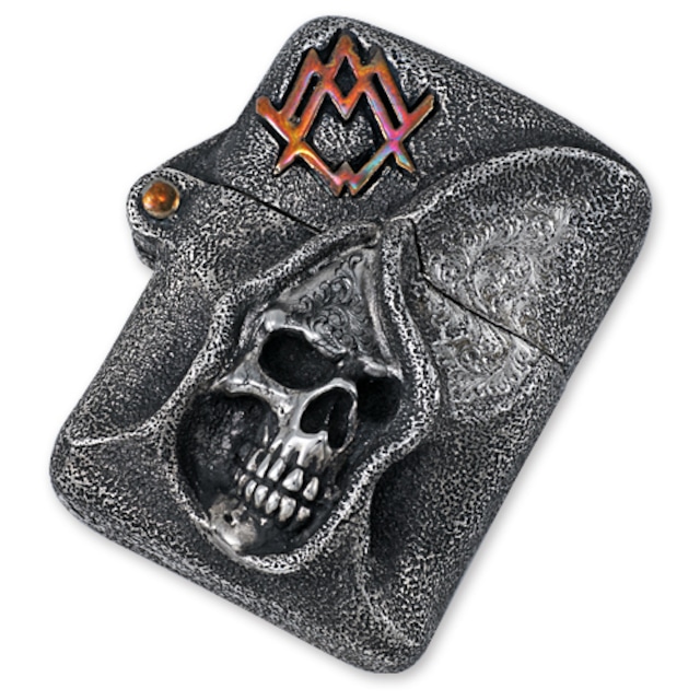 【ACE METAL WORKS エースメタルワークス ZIPPO ジッポライター】ワンオフグリムエースベリーソリッドスターリングライター w/ブラスアクセント w/竹内彫金【送料無料】