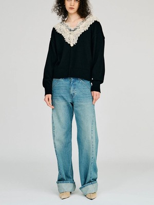 【26AW | WOMEN】PRANK PROJECT プランクプロジェクト / トップス / V-Neck Lace Knit. 31262365904