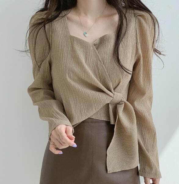 韓国風 ブラウス 2022年春夏新作 人気シャツ レディーストップス ハブスリープ スタイリッシュ 3色