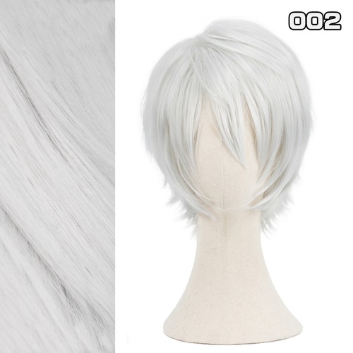 コスプレ耐熱ウィッグ シルバー ホワイト ショートウィッグ ★呪術廻戦/五条悟 ★銀魂/坂田銀時 ★新世紀エヴァンゲリオン/渚カヲル 等 ★192色のバリエーション！多様キャラのコスプレに最適です！ 【1304-002】 ★即納品★