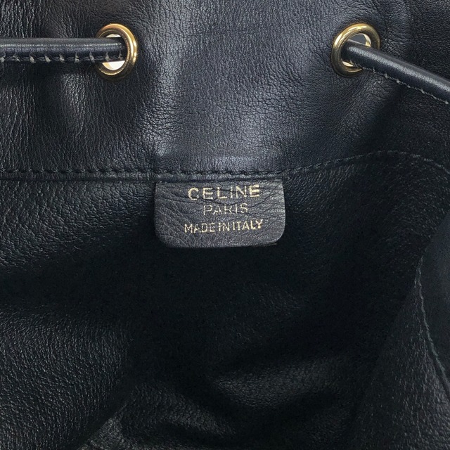 CELINE セリーヌ ショルダーバッグ ブラック ガンチーニ レザー 巾着 vintage ヴィンテージ オールド 4g3rt5