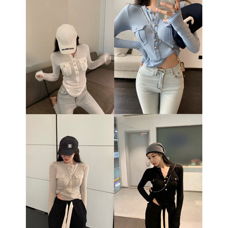 Tシャツ シャツ オータムトップス スタイルスリムラウンドネック ロング 秋物 Oネック ピュア ガールズファッション52737539086