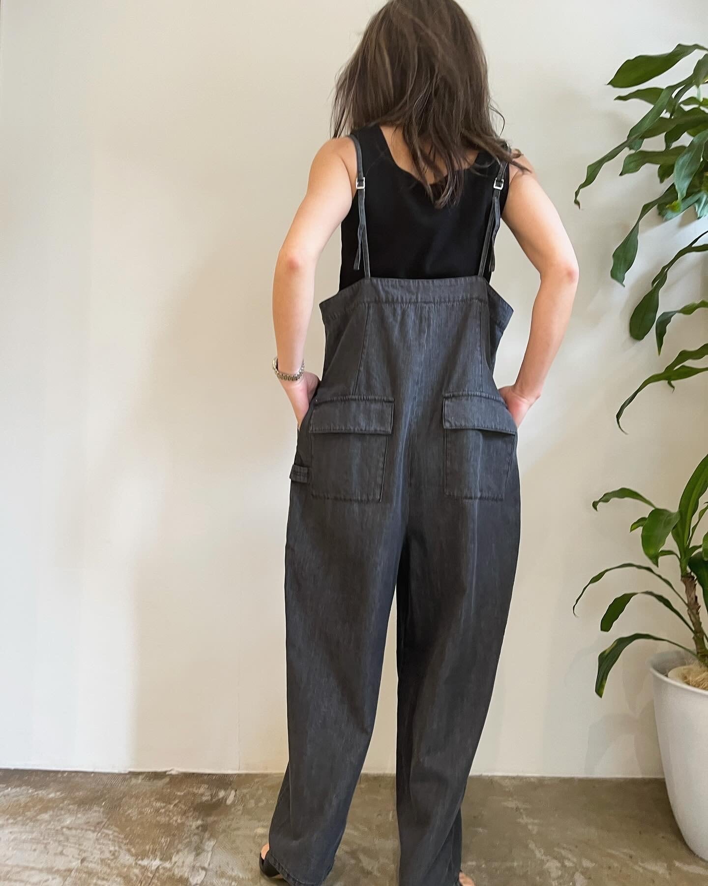 Eimee Law デニム サロペット ライトグレー エイミーロウ eimeelaw Eimee Law フロントZIPデニムコクーン