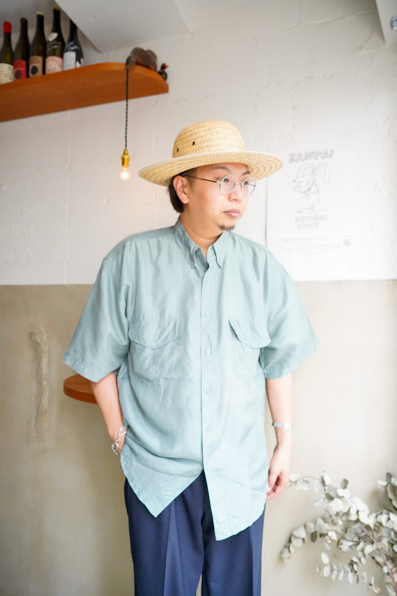 【1990s】"Fictif" Silk 100% Short Sleeve Shirts / 6-175