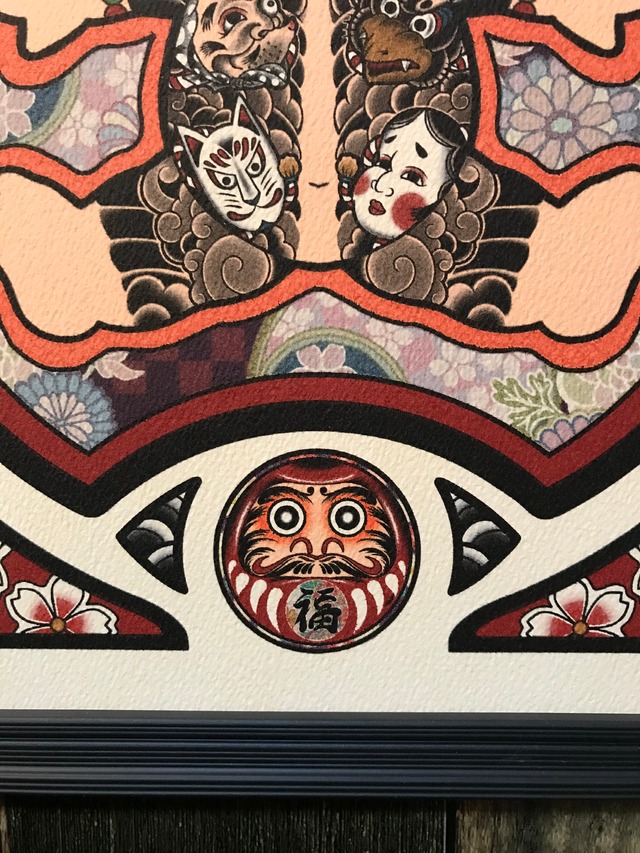 刺青画 赤福ダルマ 般若面 面チラシ 天下御免 サイズ フレーム qcomic