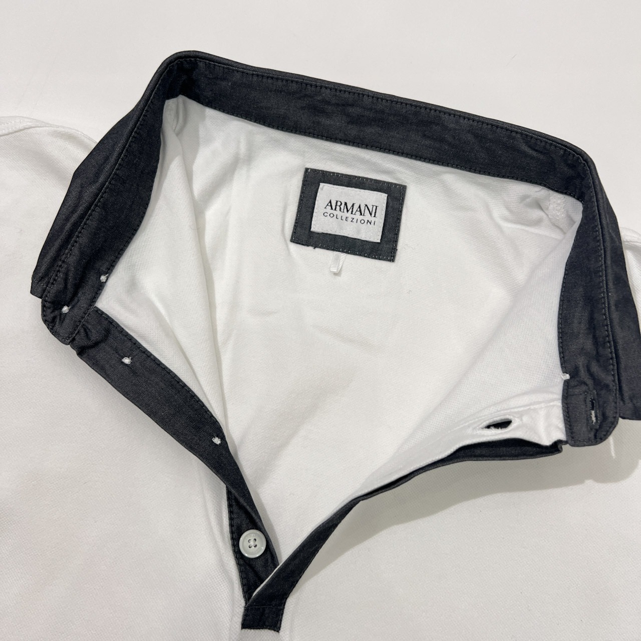 ARMANI COLLEZIONI アルマーニ ボタンダウン 半袖ポロシャツ M/ホワイト