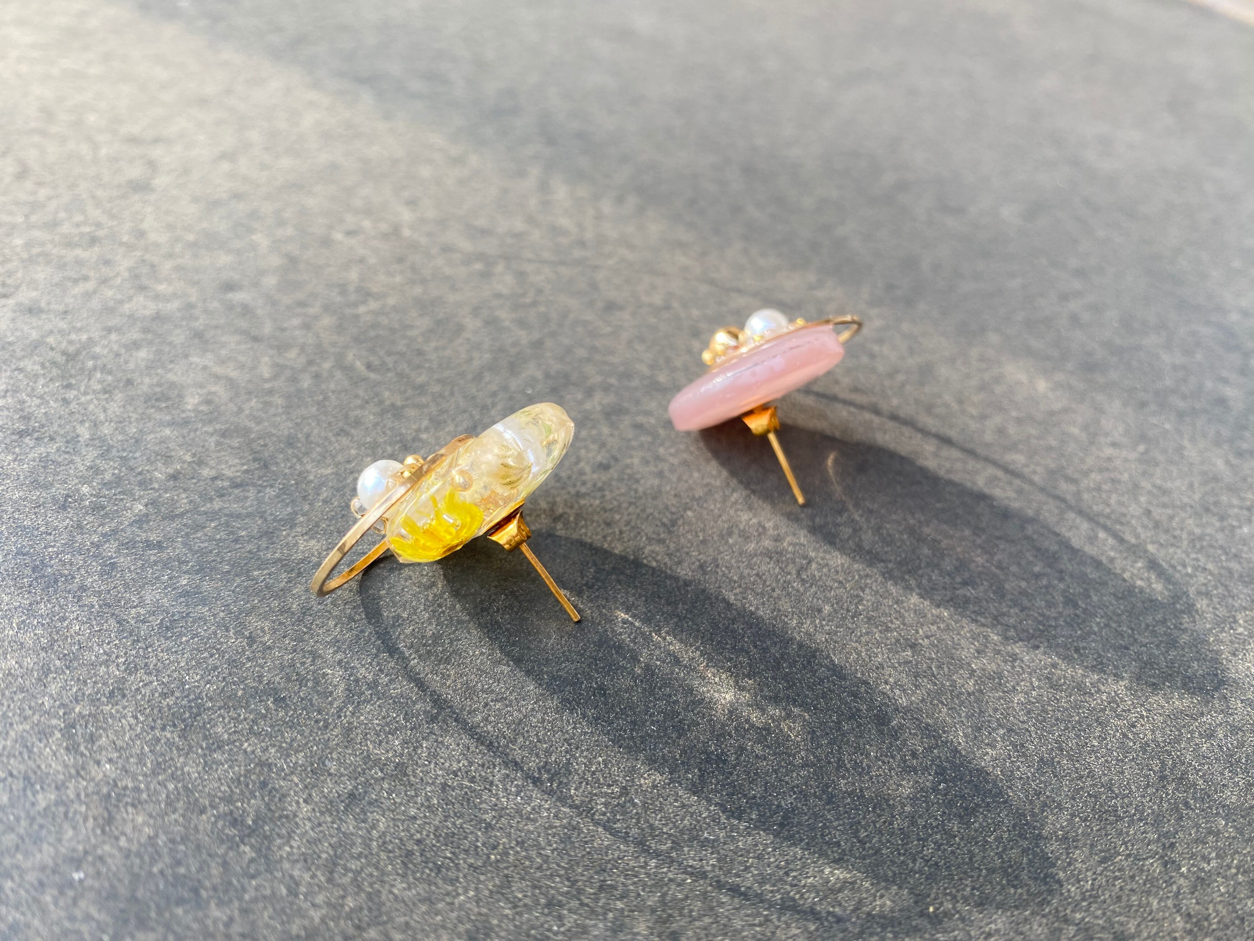 フェミニン 上品 綺麗め OL ドライフラワー ~ ハンドメイド ~ ピアス