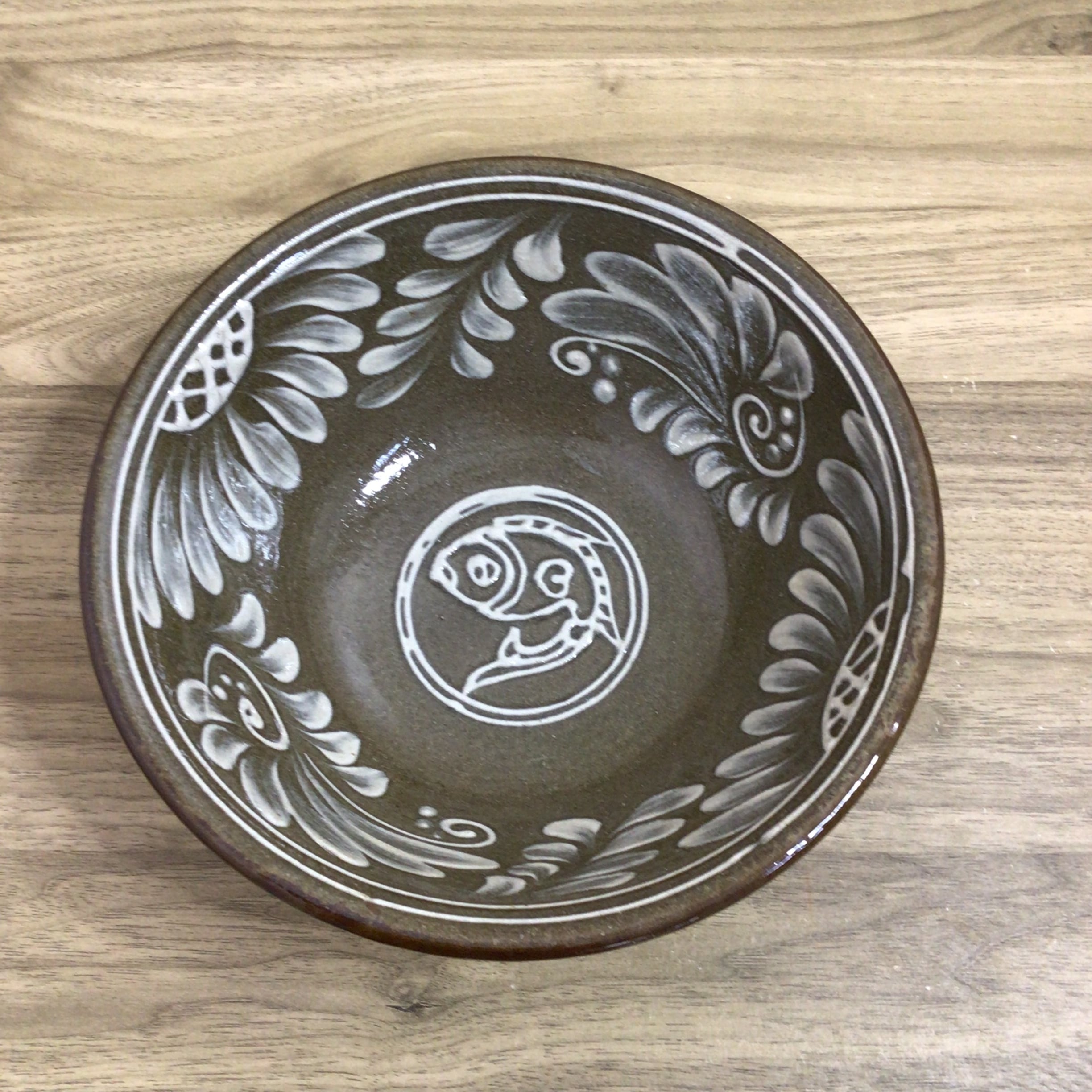 6寸マカイ一枚焼き イッチン | 陶芸工房ふじ
