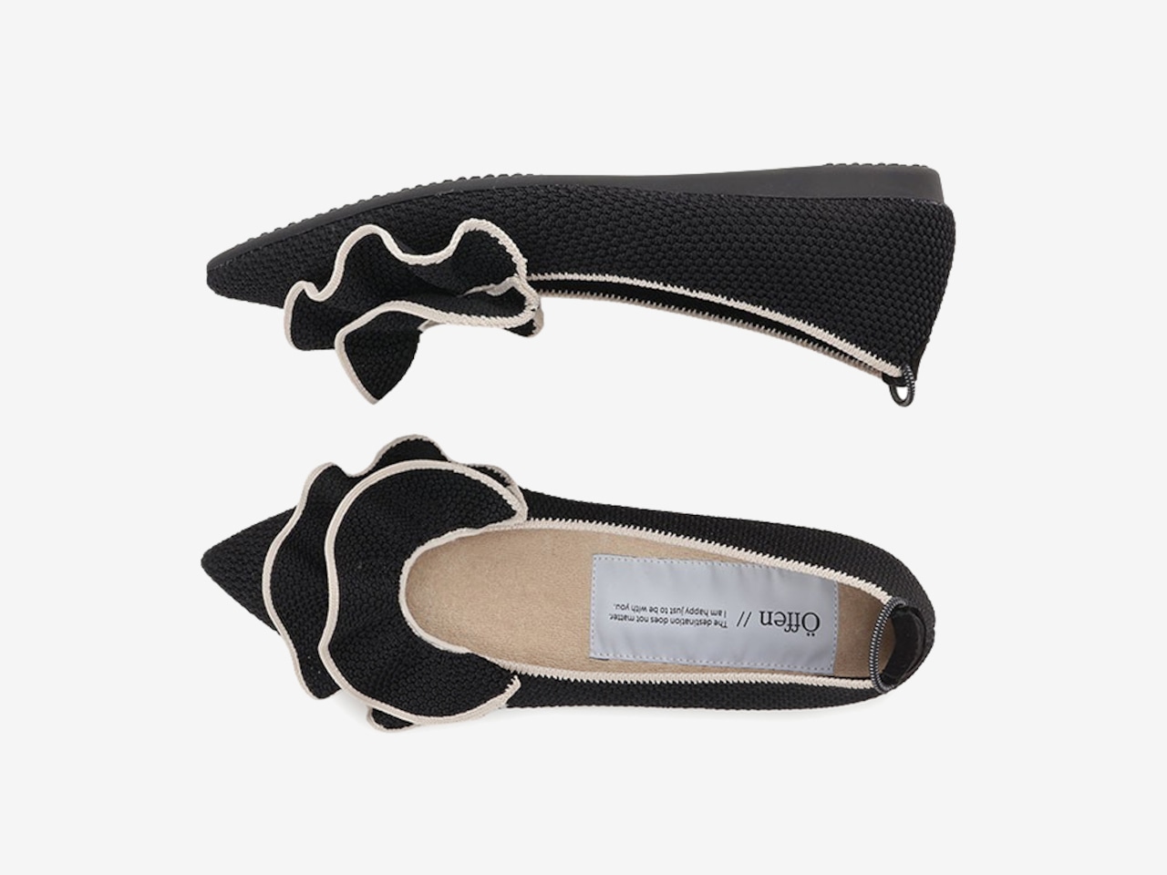 pointed-FRIN / BLACK & BEIGE