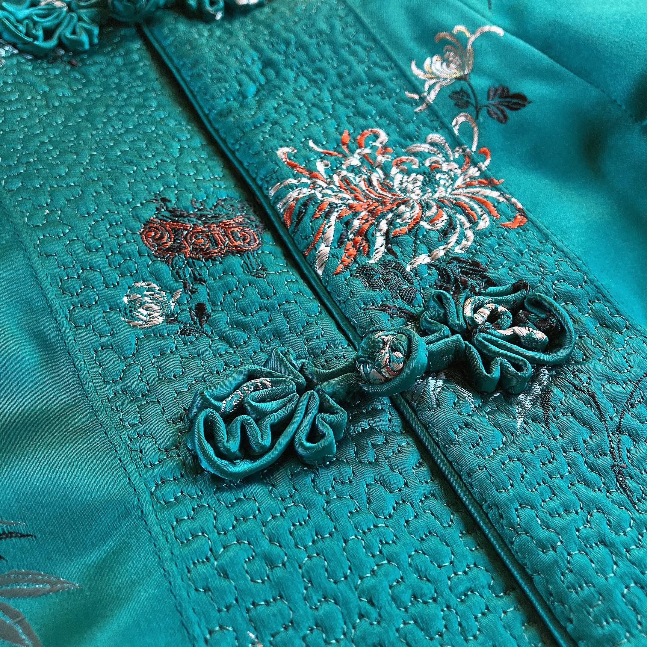 販売安い グランジ 80〜90年代 銀湖 総柄刺繍チャイナパジャマシャツ 