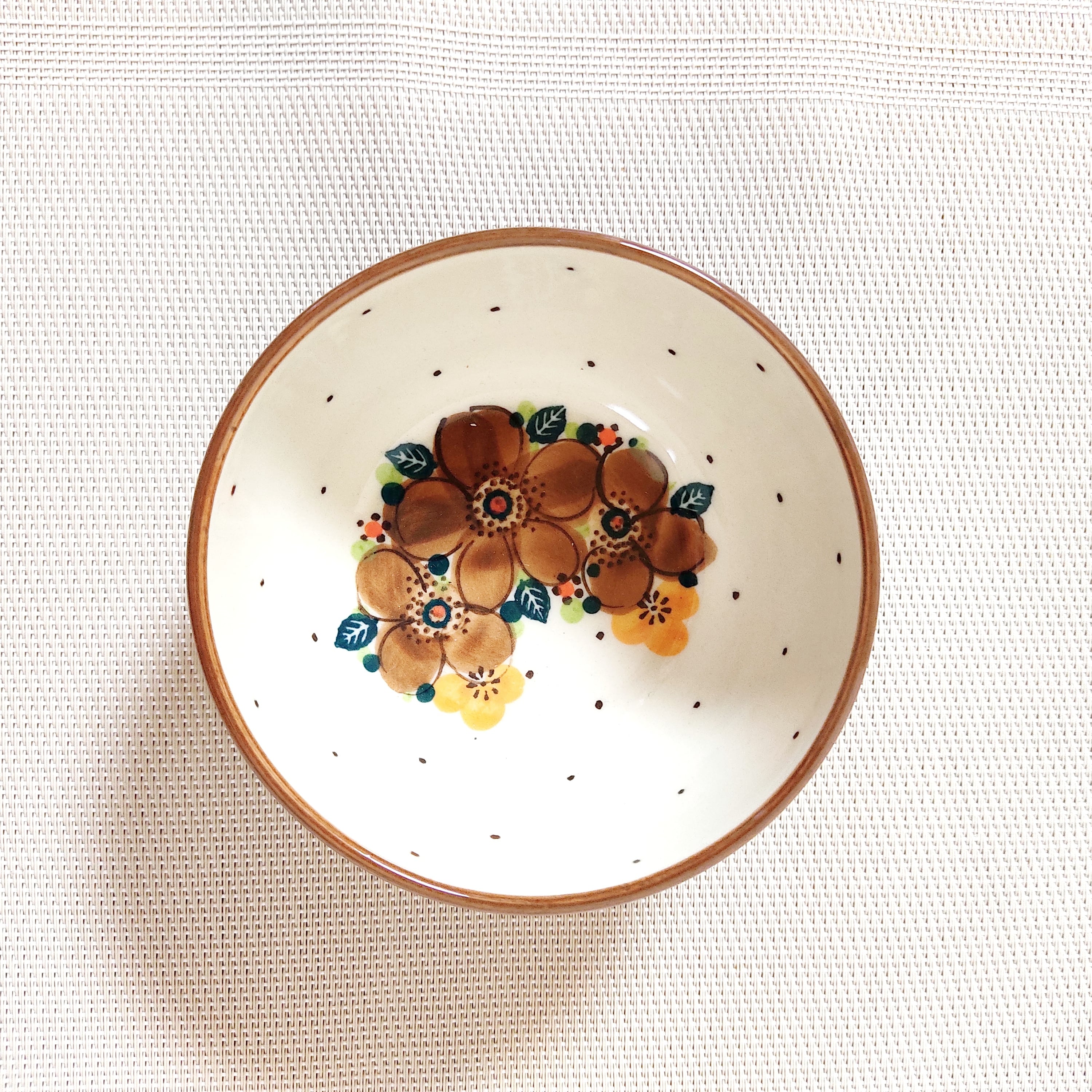 新品　ポーランド食器　大ボウル×2　茶ポタ　茶色のお花模様　600ml　ガリア 新品 ポーランド食器 大ボウル×2 茶ポタ 茶色のお花模様 600ml ガリア