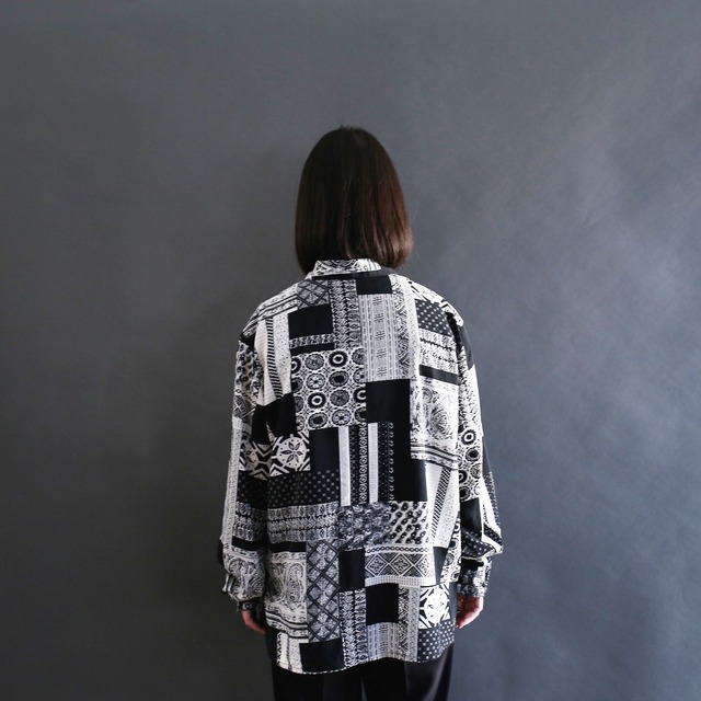 ”monokuro" art panel pattern l/s shirt