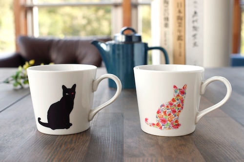 『座り猫』 『ニューボン』『単品』『温感マグ』ネコ 猫 マニア キャット マグカップ コーヒー プレゼント カワイイ 温度で変化 笑顔