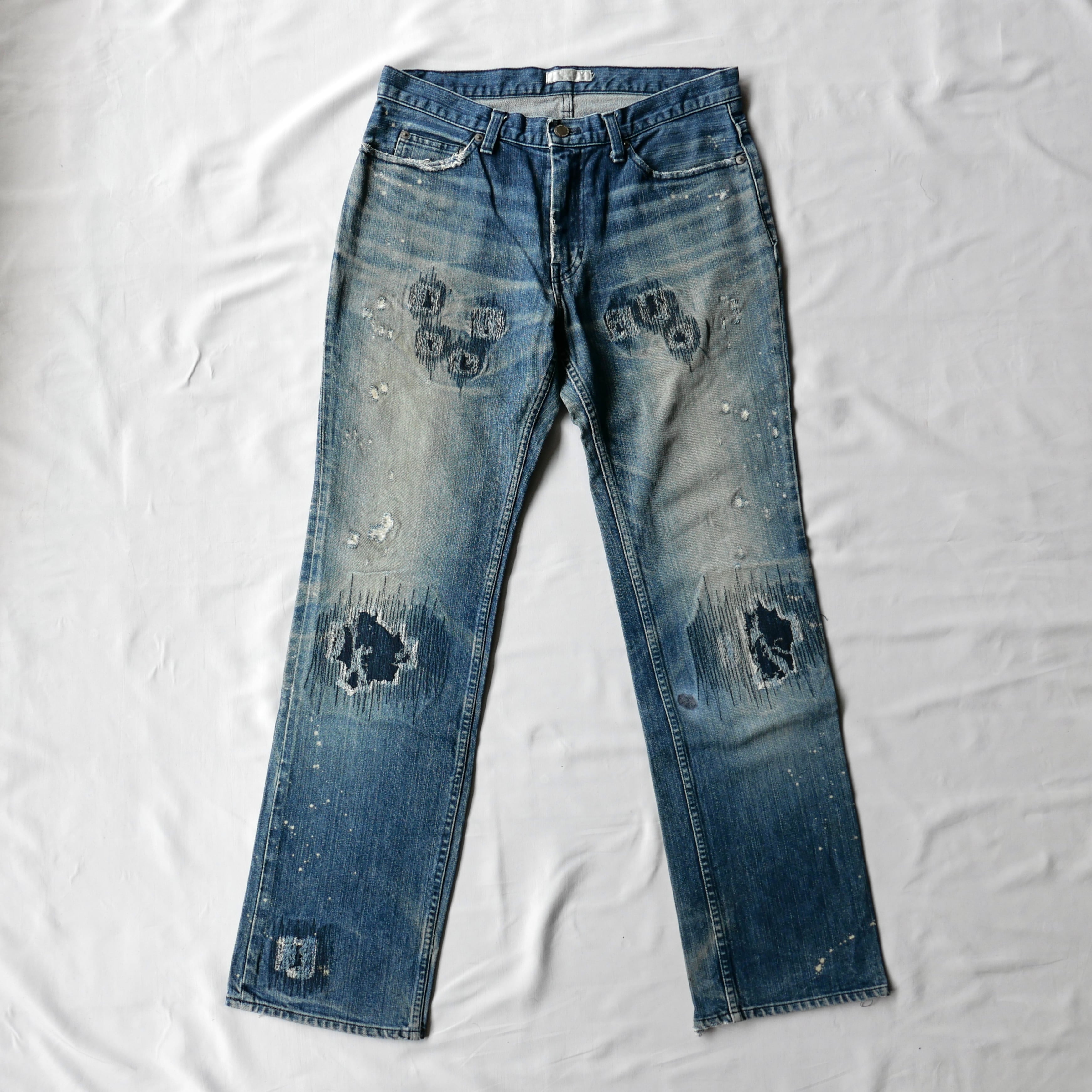 NUMBER (N)INE 2001AW STANDARD期 GRANGE REPAIR DENIM PANTS