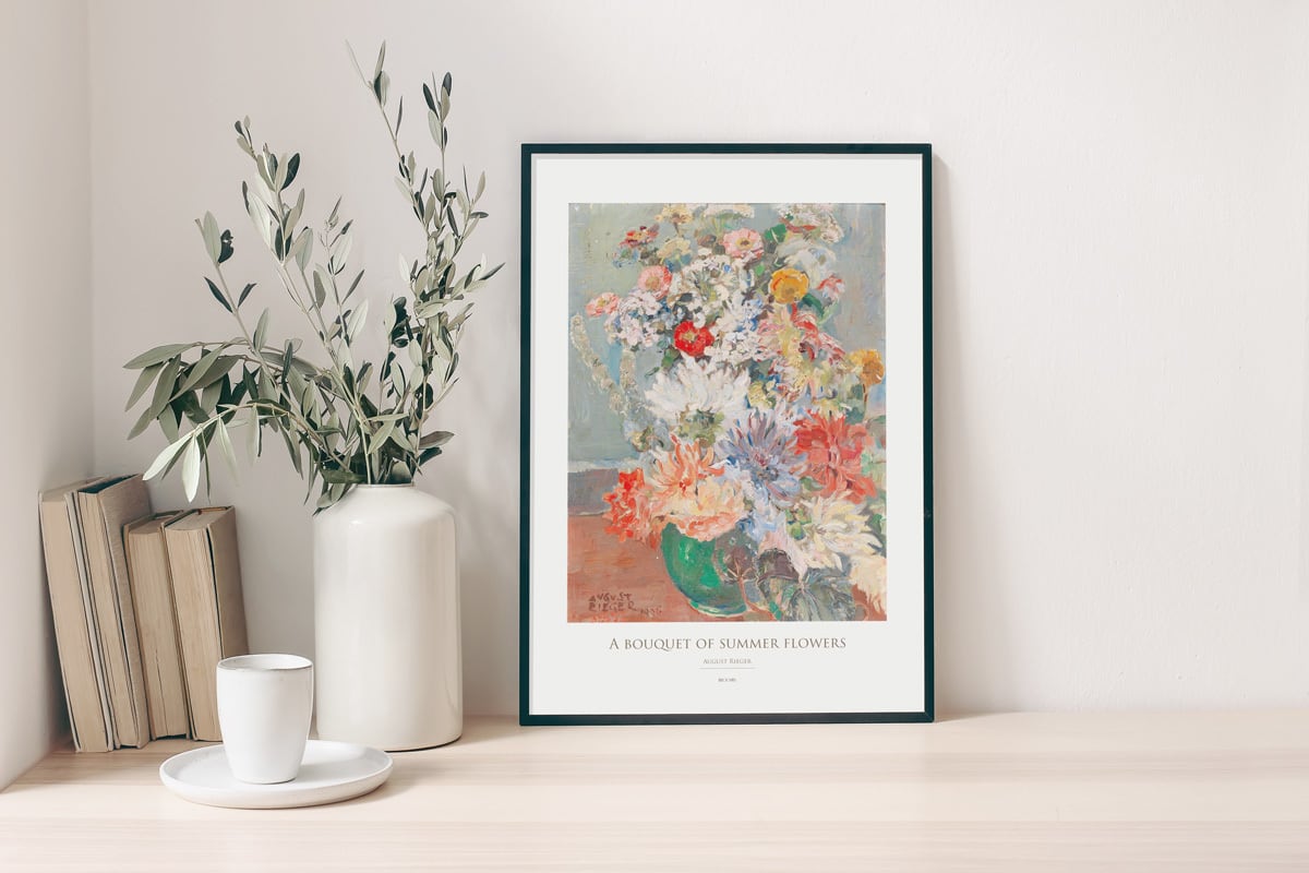 アウグスト・リーガー 夏の花の花束 アートポスター 静物画 名画 絵画 アウグスト・リーガー 夏の花の花束 アートポスター 静物画 名画 絵画