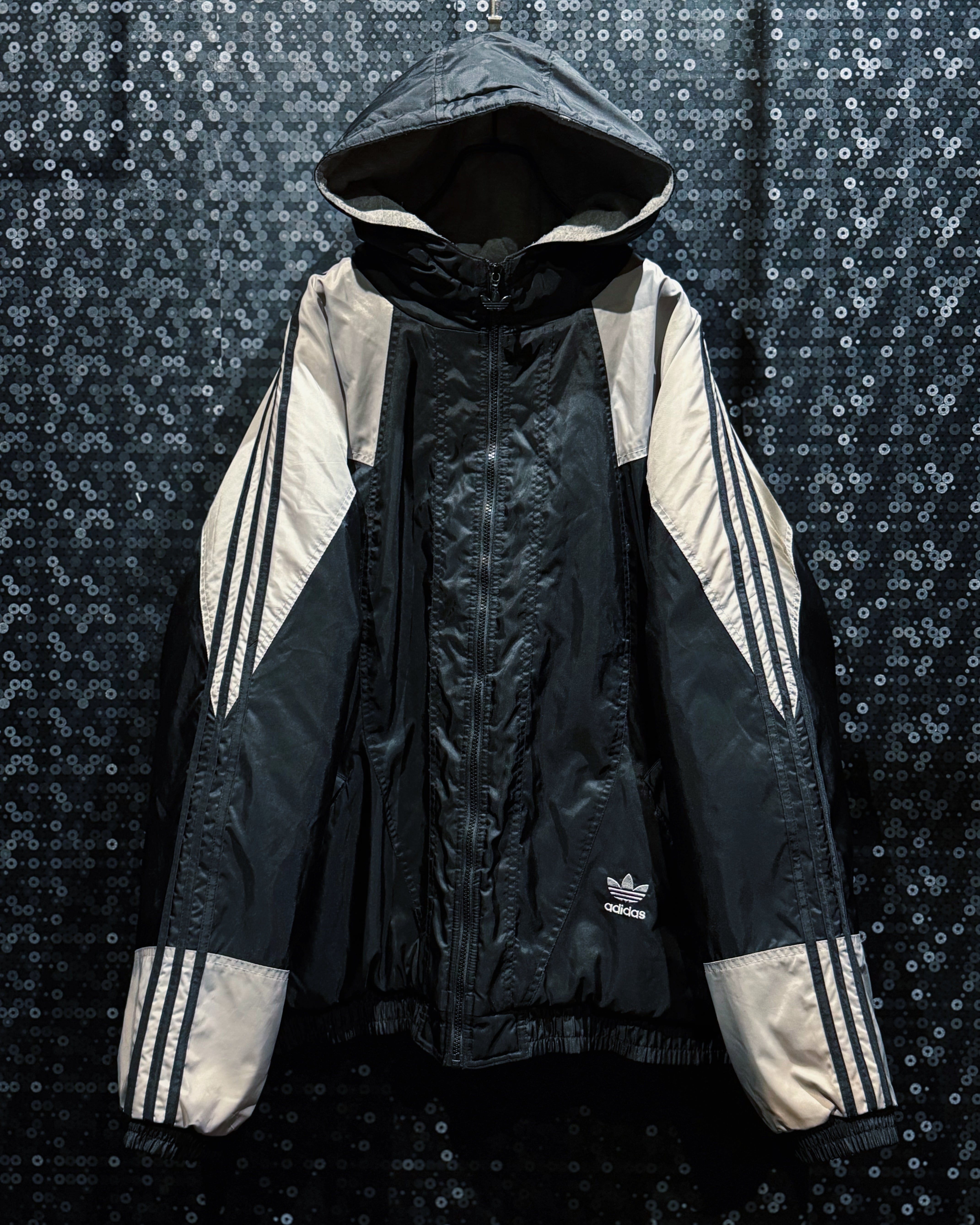 【ÆIEM】"adidas originals"Black×White Heavy-Switching Trefoil Hooded Puffer Nylon Jacket