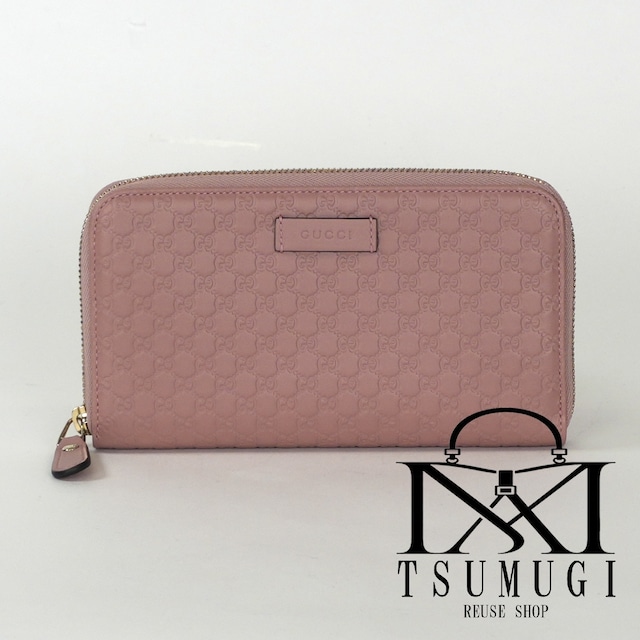 Gucci グッチ マイクログッチシマ 449391 レザー ラウンドジップ ウォレット 刻印あり