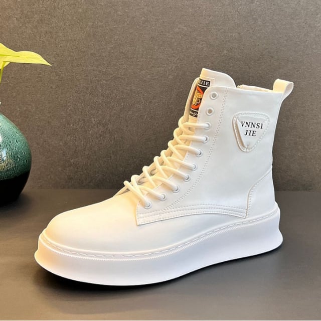 予約販売】 ブーツ 厚底 レザーシューズ メンズ ハイトップ 編み上げ