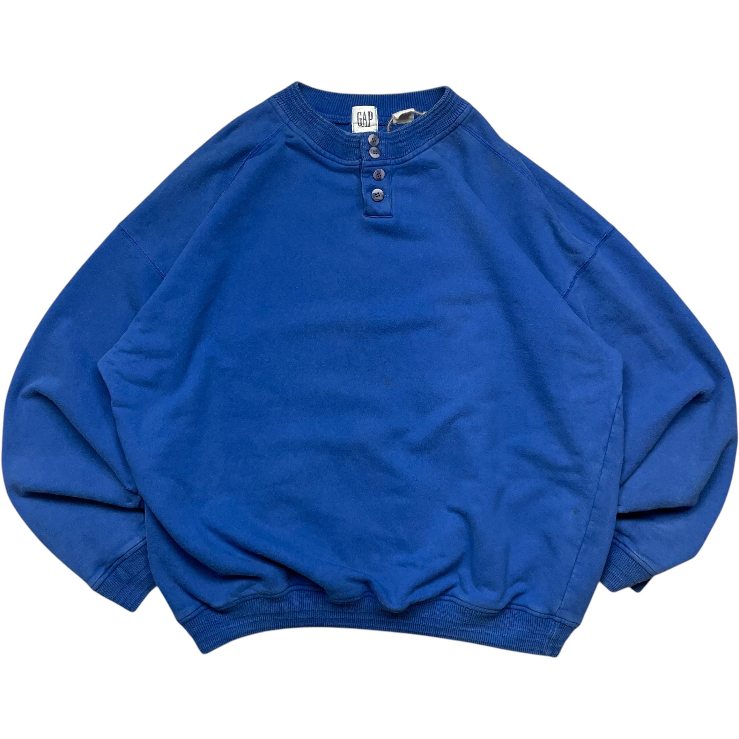 《XL》OLD GAP オールドギャップ スウェット無地 ブルー ボタン付き 90年代 vintage no.6202