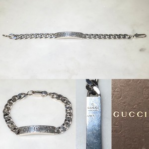 GUCCI silver flat link chain ID bracelet "ghoste"