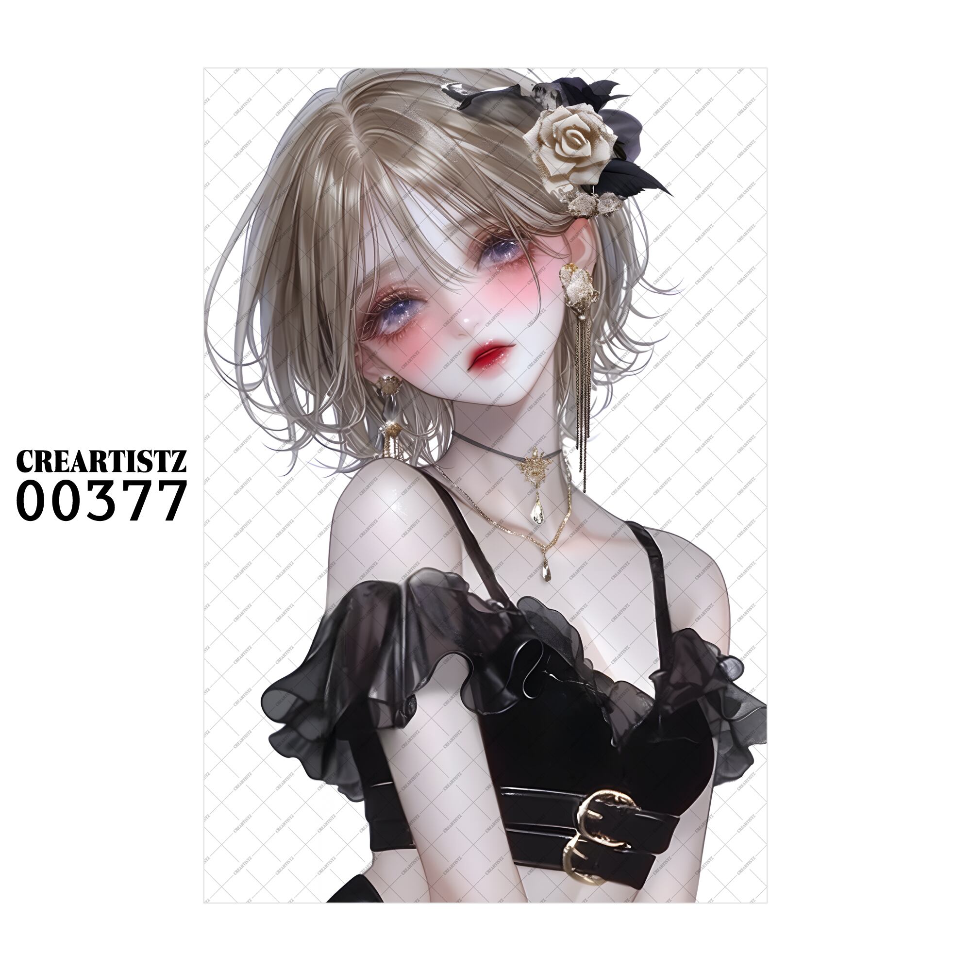 00377 ガール キュート オリジナル ペーパー/ステッカー 4枚セット CREARTISTZ