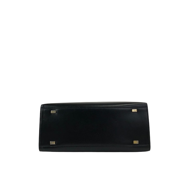 CELINE セリーヌ ハンドバッグ ブラック ガンチーニ マンテル レザー vintage ヴィンテージ オールド gpjwxc