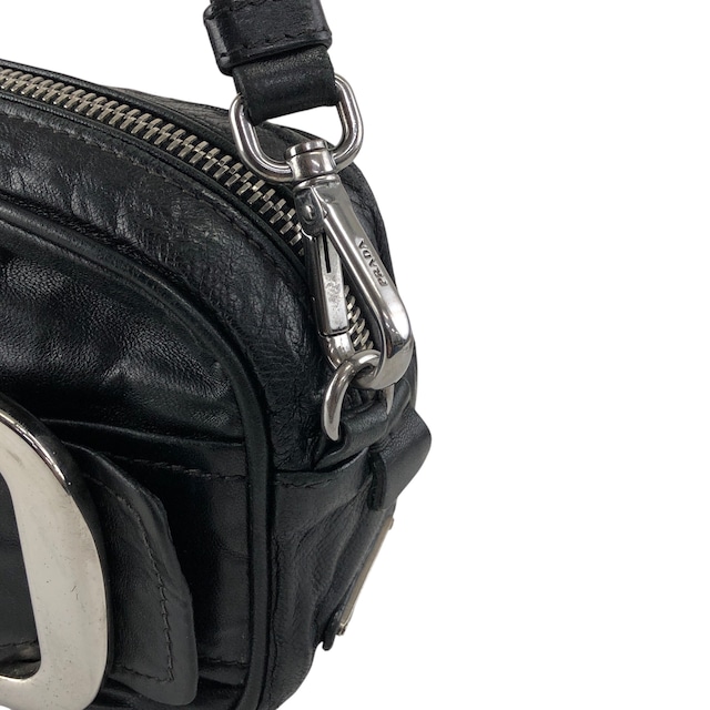 PRADA プラダ ショルダーバッグ ブラック バックルモチーフ レザー ミニバッグ vintage ヴィンテージ オールド cdnxfz