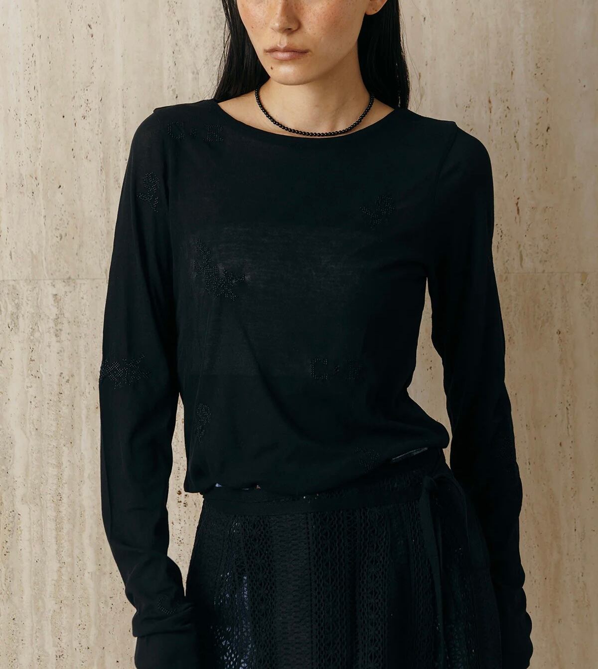 CREDONA／Embroidery Sheer Tops | polne