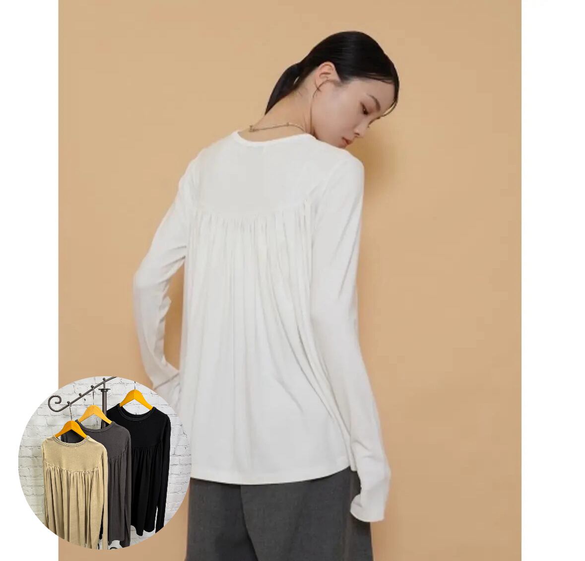 CYAN tokyoシアントウキョウバックギャザーウォームトップス カットソー CYAN TOKYO シアントーキョー バックギャザーウォームTOPS 504375