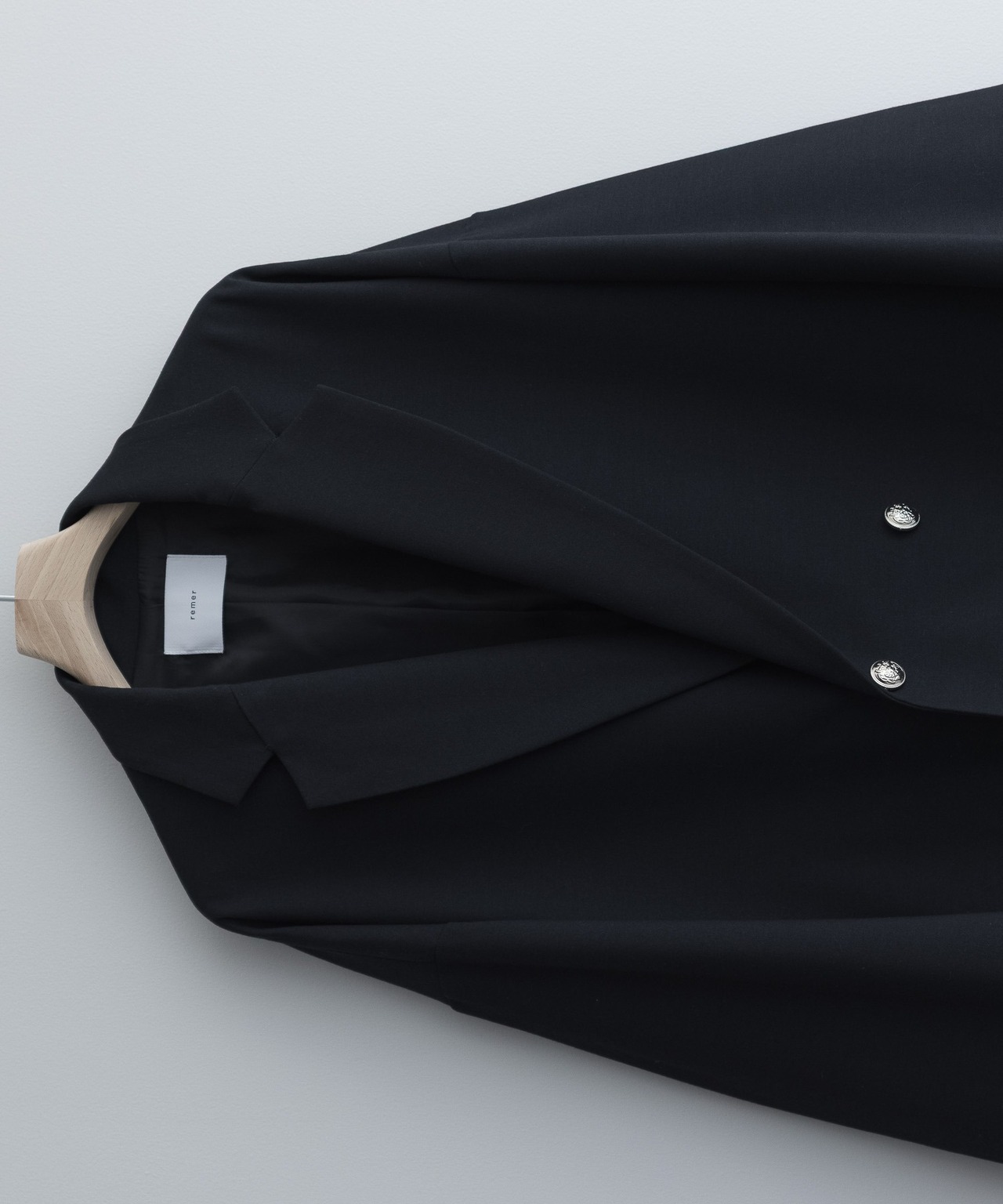 loose basic double tailored jacket / navy