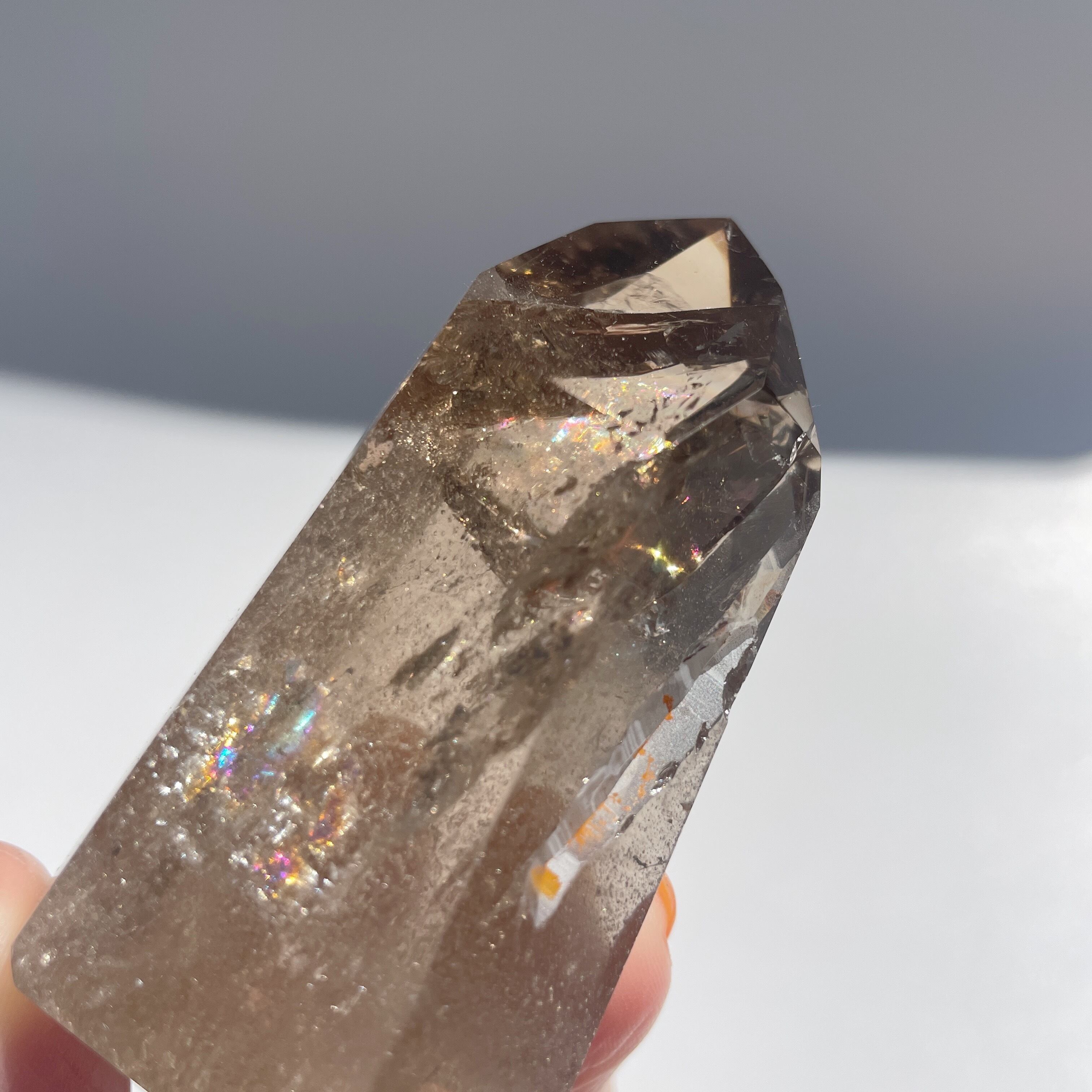 虹入り◎スモーキークォーツ タワー26◇Smoky quartz Tower◇天然石