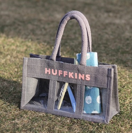 HUFFKINS ハフキンス⭐︎ジュートバッグ<ピクニックバッグ>ターコイズブルー ハフキンス】ジュートバッグ<ピクニックバッグ>(エコバッグ